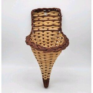 Cornucopia Horn of Plenty Woven Basket Fall Autumn Rustic Primitive Wall Hanging